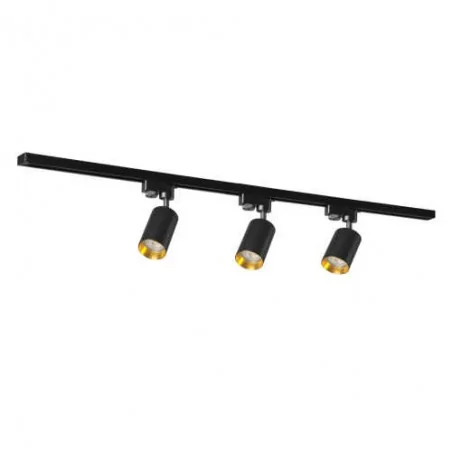 Oswietlenie-szynowe - zestaw trzech opraw sufitowych gu10 z metrową szyną czarny/złoty maribel 321671 polux 