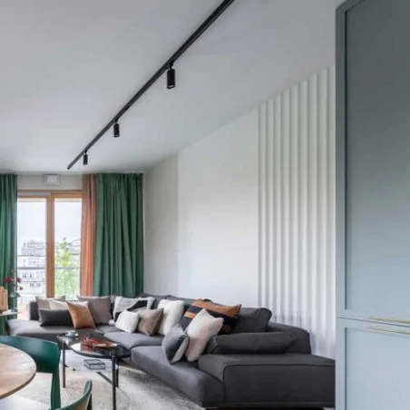 Oswietlenie-szynowe - zestaw trzech opraw sufitowych gu10 z metrową szyną czarny/złoty maribel 321671 polux 