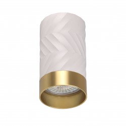Oprawy-sufitowe - biała ozdobna tuba sufitowa ze złotym paskiem arras gu10 323583 polux