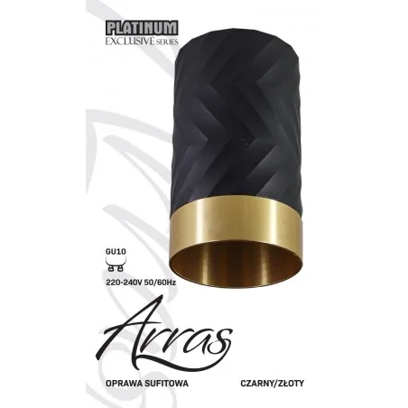 Oprawy-sufitowe - 323521 czarno złota tuba lampa sufitowa  arras gu10  polux 