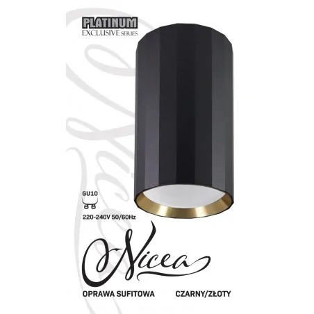 Oprawy-sufitowe - 323521 czarno złota ozdobna oprawa sufitowa tuba walec nicea polux 