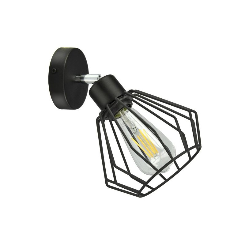 Lampy-sufitowe - czarna lampa ścienna ruchoma loft e27 60w waya ad-ld-6259be27m orno firmy ORNO 