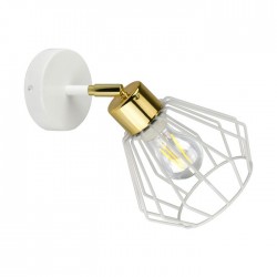 Lampy-sufitowe - biło-złoty kinkiet ażurowy industrialny e27 60w waya ad-ld-6260we27m orno 