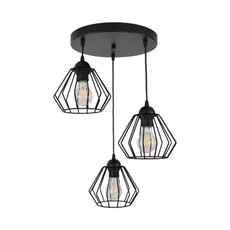Lampy-sufitowe - potrójna lampa wisząca czarna loftowa 3xe27 60w waya ad-ld-6264be27m orno 