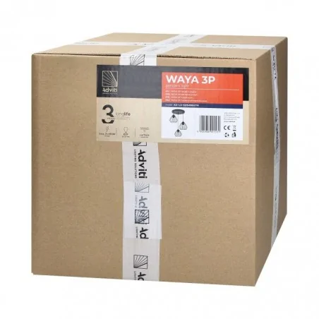 Lampy-sufitowe - potrójna lampa wisząca czarna loftowa 3xe27 60w waya ad-ld-6264be27m orno 