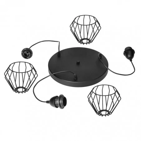 Lampy-sufitowe - potrójna lampa wisząca czarna loftowa 3xe27 60w waya ad-ld-6264be27m orno 
