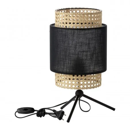 Lampki-nocne - lampa stołowa - rattanowy abażur 40cm e27 1x60w lana ad-ld-6240be27t orno 