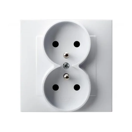 Gniazda-podwojne-podtynkowe - gniazdo podwójne z uziemieniem kompletne z ramką białe szafir gp-2zz/00 ospel 