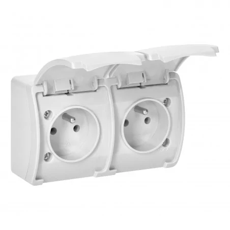 Gniazda-podwojne-podtynkowe - gniazdo podwójne białe ip44 natynkowe 2x2p+z aquatic or-oe-7106/w orno 