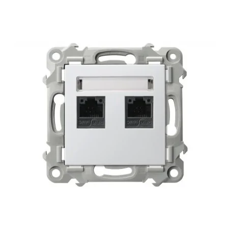 Gniazda-komputerowe - gniazdo podwójne komputerowe rj45 kat.5e białe szafir gpk-2z/k/m/00 ospel 