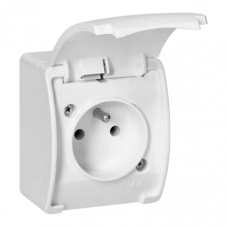 Gniazda-pojedyncze-natynkowe - gniazdo pojedyncze na zewnątrz 2p+z ip44 białe aquatic or-oe-7105/w orno 