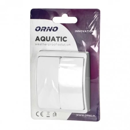 Wylaczniki-podwojne - natynkowy łącznik świecznikowy ip44 biały aquatic or-oe-7101/w orno 