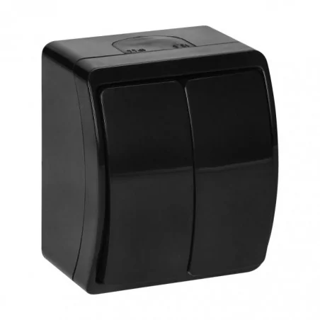 Wylaczniki-podwojne - czarny włącznik podwójny natynkowy ip44 aquatic or-oe-7101/b orno 