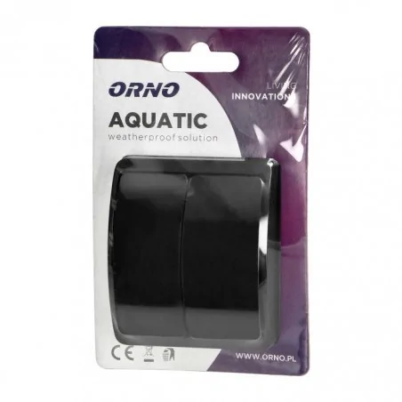 Wylaczniki-podwojne - czarny włącznik podwójny natynkowy ip44 aquatic or-oe-7101/b orno 