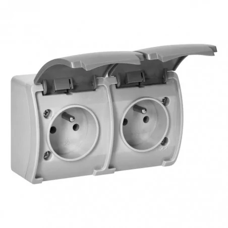 Gniazda-podwojne-natynkowe - podwójne gniazdo natynkowe ip44 aquatic or-oe-7106/gr orno 