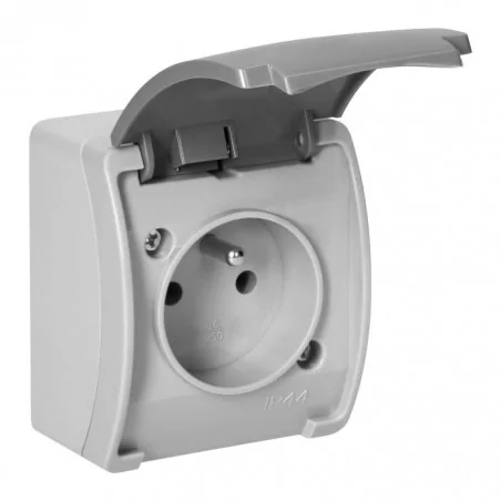 Gniazda-pojedyncze-natynkowe - gniazdo pojedyncze z klapką 2p+z ip44 szaro-grafitowe aquatic or-oe-7105/gr orno 