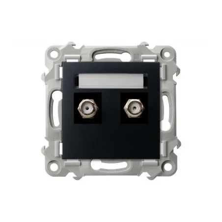 Gniazda-antenowe - gniazdo antenowe podwójne typu f czarny metalik szafir gpa-2zf/m/33 ospel 