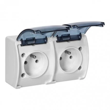 Gniazda-podwojne-natynkowe - gniazdo podwójne natynkowe ip44 białe dymione aquatic or-oe-7106/wt orno 