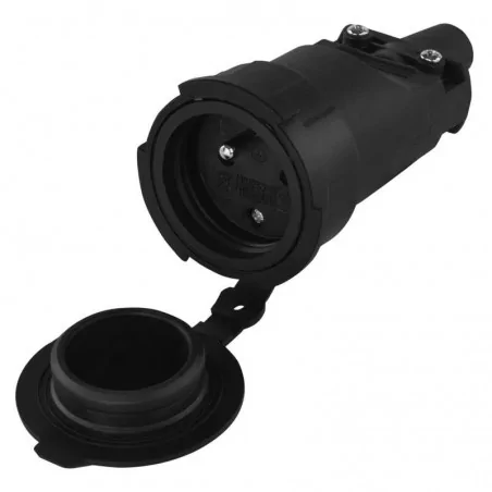 Gniazda-silowe - p0044 gniazdo proste ip65 guma czarne emos - 1906010300 