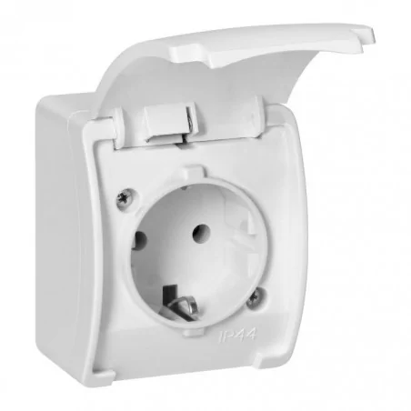 Gniazda-pojedyncze-natynkowe - gniazdo pojedyncze białe typu schuko ip44 2p+z aquatic or-oe-7105(gs)/w orno 