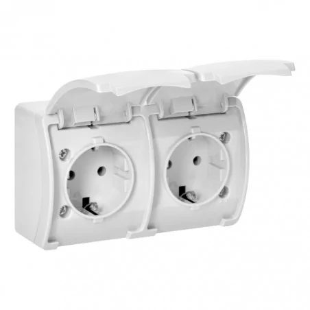 Gniazda-podwojne-natynkowe - podwójne gniazdo schuko ip44 natynkowe 2x2p+z aquatic or-oe-7106(gs)/w orno 