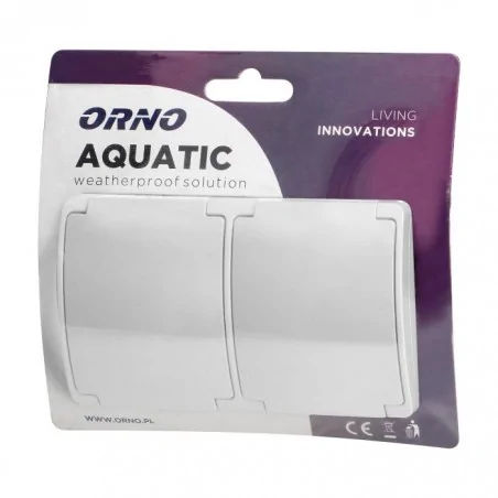 Gniazda-podwojne-natynkowe - podwójne gniazdo schuko ip44 natynkowe 2x2p+z aquatic or-oe-7106(gs)/w orno 