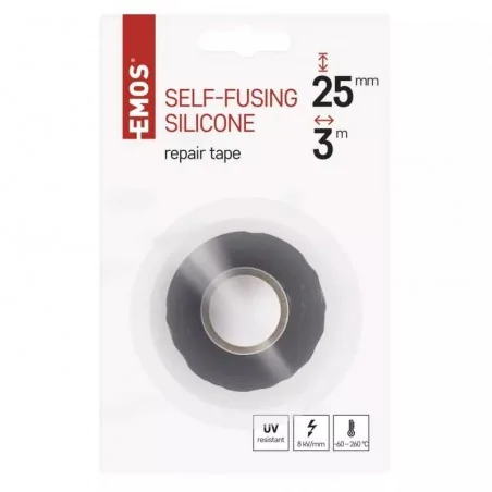 Tasmy-izolacyjne - f52503 silikonowa taśma samowulkanizująca czarna 25mm 3m emos 