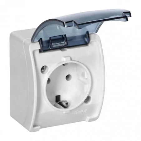 Gniazda-natynkowe - gniazdo pojedyncze schuko z klapką 2p+z ip44 aquatic or-oe-7105(gs)/wt orno 
