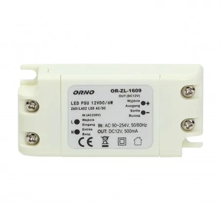 Zasilacze-led - zasilacz do led 12vdc 6w ip20or-zl-1609 orno 