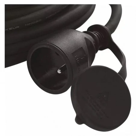 Przedluzacze-elektryczne - czarny przedłużacz ogrodowy 1 gniazdowy 5 metrów gumowy 230v 1,5mm emos 