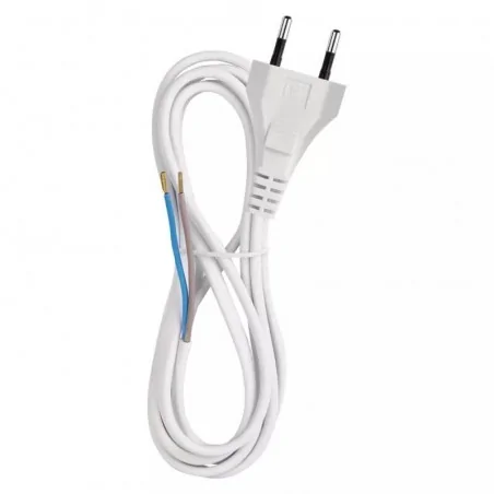 Przedluzacze-elektryczne - s12252 biały przewód przyłączeniowy pcv  2x0,5m 2metry emos 