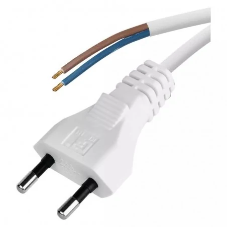 Przedluzacze-elektryczne - biały przewód kabel przyłączeniowy pcv  2x0,75m 2metry emos 