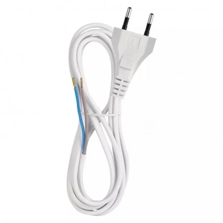 Przedluzacze-elektryczne - biały przewód kabel przyłączeniowy pcv  2x0,75m 2metry emos 