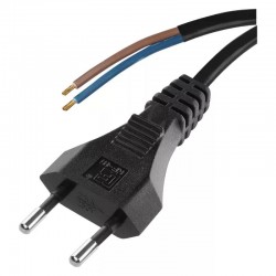 Przedluzacze-elektryczne - s19272 czarny przewód kabel przyłączeniowy pcv  2x0,75m 2metry emos 
