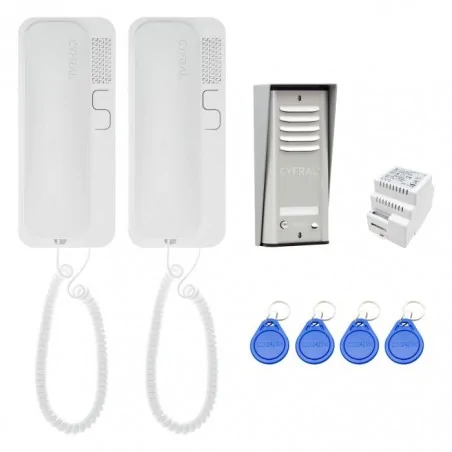 Domofony - zestaw domofonowy dwurodzinny cosmo szary z czytnikami cosmo 2 aluminium orno 