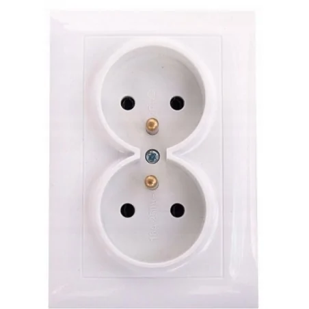 Gniazda-podwojne-podtynkowe - lc-16b tanie gniazdo podwójne z uziemieniem białe w ramce podtynkowe wesa vcx 