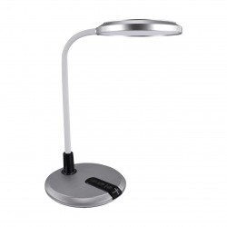 Lampki-biurkowe - srebrna lampka biurkowa led 6,5w z regulacją jasnością i barwy światła platon led silver 04228 ideus