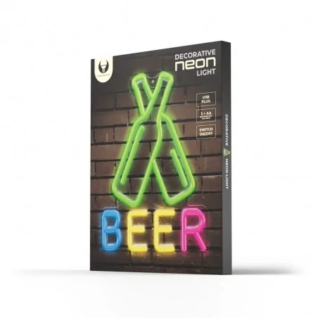 Neony-led - dekoracyjny neon led kolorowy napis beer rtv100283 forever light 