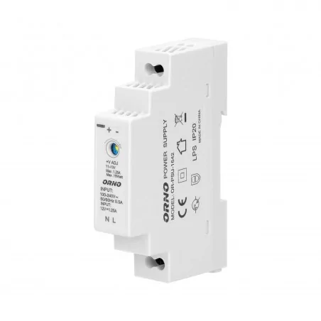Zasilacze-led - zasilacz na szynę din 12vdc 1,25a 15w szerokość 1 moduł or-psu-1642 orno 