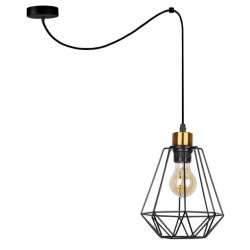 Lampy-sufitowe - lampa wisząca czarny + złoty druciany klosz primo 31-06165 candellux