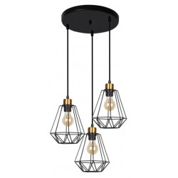 Lampy-sufitowe - lampa wisząca talerz czarna + złoty druciana primo 33-06172 candellux