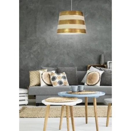 Lampy-sufitowe - klasyczna lampa wisząca złoto-biała 1x60w e27 americano 31-32324 candellux 