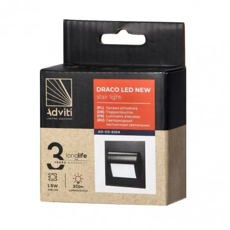 Oswietlenie-schodowe - podtynkowa oprawa schodowa led new 1,5w 6000k 12vdc draco ad-os-6164l6/b orno 