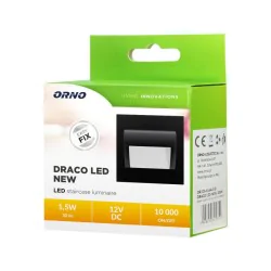 Oswietlenie-schodowe-ciepla-barwa - czarne oświetlenie schodowe led 1,5w podtynkowa 12vdc 30lm 3000k draco or-os-6164l3/b orno 