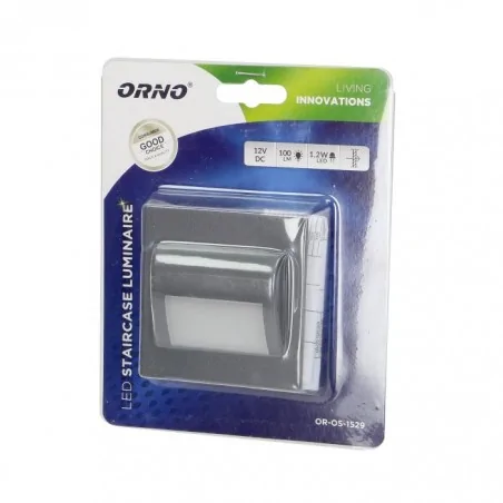 Oswietlenie-schodowe-ciepla-barwa - grafitowa oprawa podtynkowa led 1,2w 12v dc 100lm 3000k draco or-os-1529l3/gr orno 