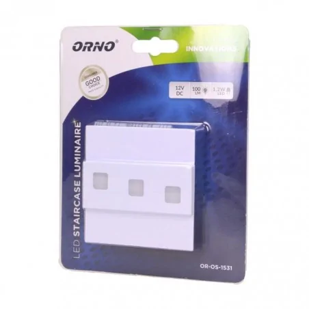 Oswietlenie-schodowe-ciepla-barwa - lampa biała schodowa natynkowa led 1,2w 6000k lepus or-os-1531l6/w orno 