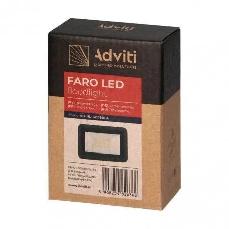 Naswietlacze-led-10w - naświetlacz led aluminium + szkło 10w 800lm ip65 4000k faro ad-nl-6252bl4 orno 