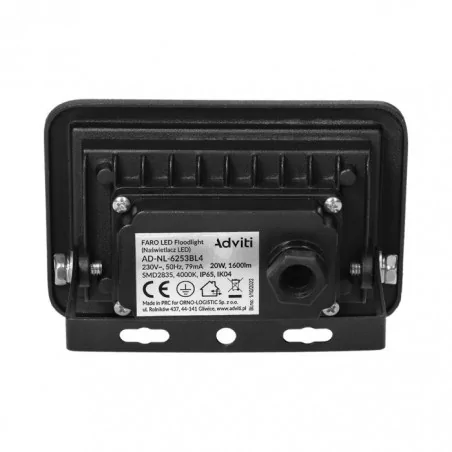 Naswietlacze-led-20w - naświetlacz zewnętrzny led 20w 1600lm ip65 4000k faro ad-nl-6253bl4 orno 