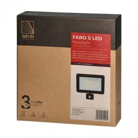 Naswietlacze-led-50w-i-wiecej - mocny naświetlacz led 100w z czujnikiem pir 8000lm ip44 4000k faro ad-nl-6437blr4 orno 