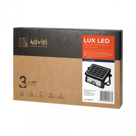 Naswietlacze-led-solarne - naświetlacz solarny z czujnikiem ruchu led 5w 500lm ip65 4000k 2x1500mah lux ad-sl-6108blr4 orno 